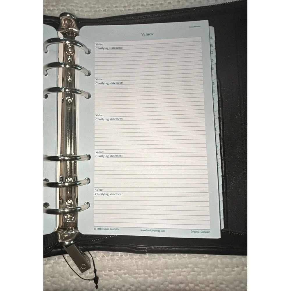 Vtg Franklin Covey Compact System 6 Ring Binder Black NWOT Undated Inserts‎
